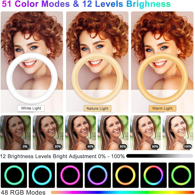 STALLY 13.3" Ring Light with Stand, Music Mode, 3 CCT Modes & 96 RGB Color Modes