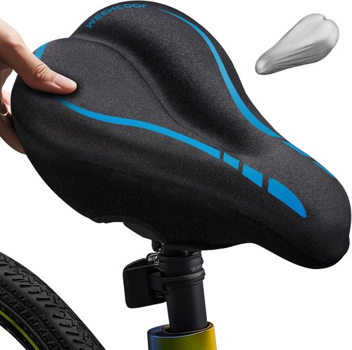 MEENCOOL Bike Seat Cushion - Gel Padded Cover for Ultimate Comfort | Adjustable Velcro Fit (11"x7")