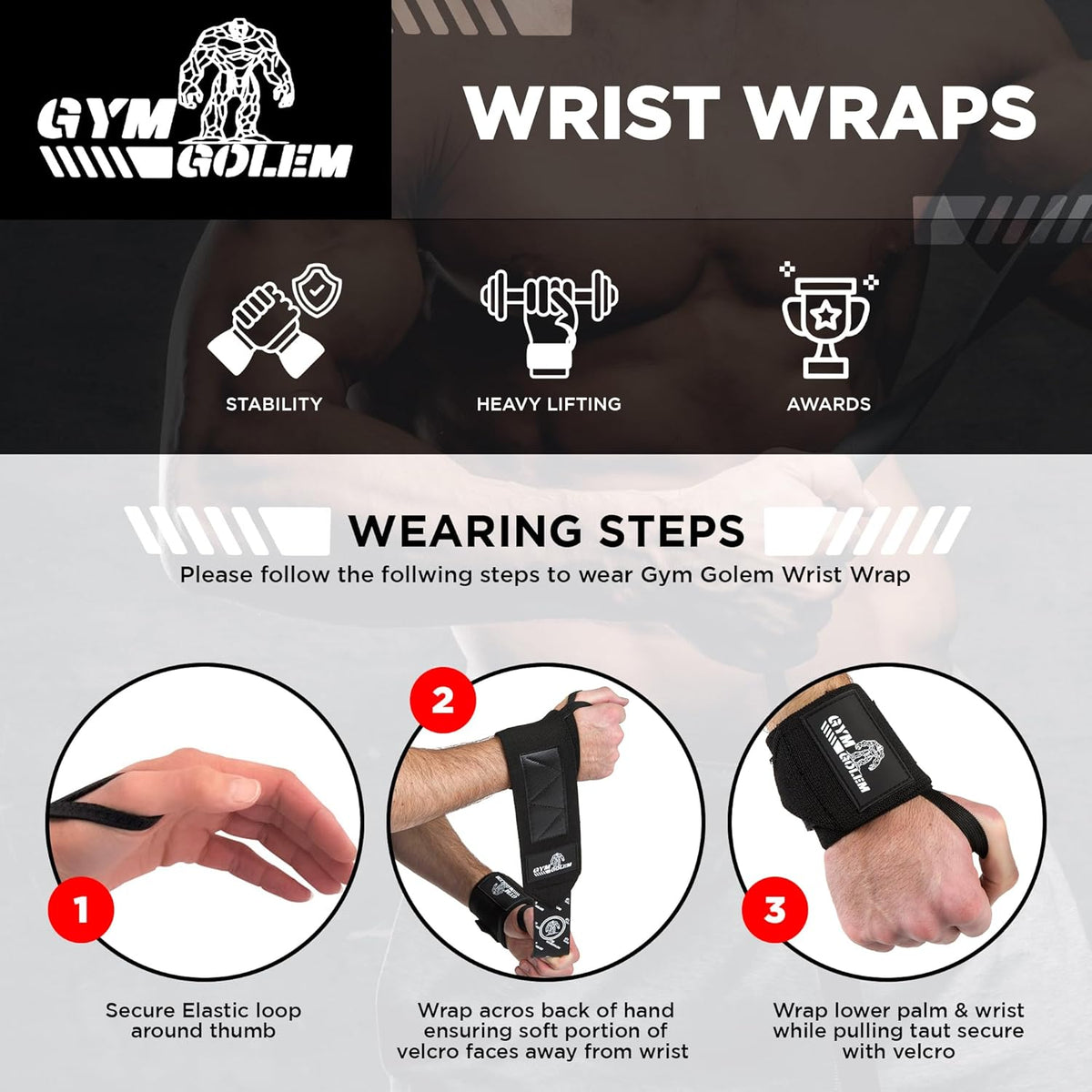 Skiennix Wrist Wraps - 18-Inch Premium Support with Thumb Loop for Powerlifting & CrossFit | 1 Pair