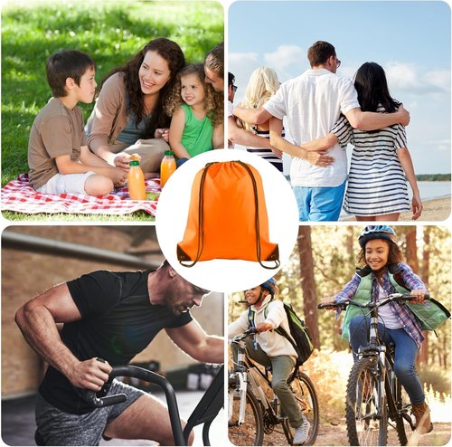 KUUQA Drawstring Bags - 25Pcs Orange String Backpacks for Gym, Sports & Travel