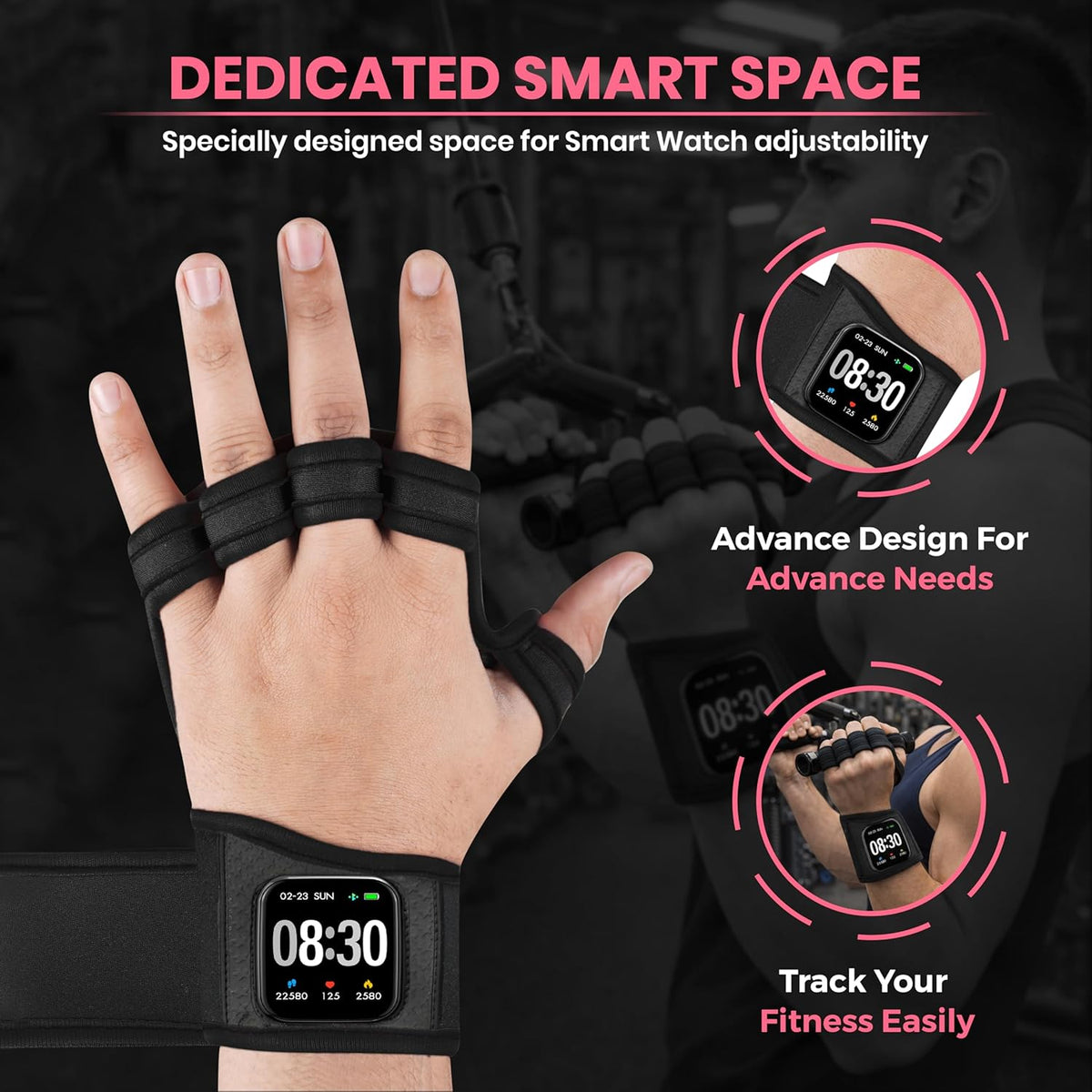 Skiennix Workout Gloves - Smartwatch Compatible Ventilated Gym Gloves with Wrist Wrap Support | Breathable Weight Lifting Gloves for Fitness & Training