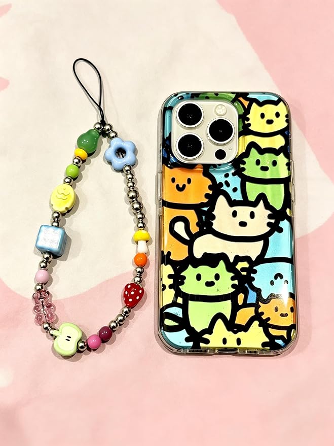 2 Pcs Phone Charm Strap Hand Wrist Strap Camera Lanyard Pearl Beaded Cute Chain