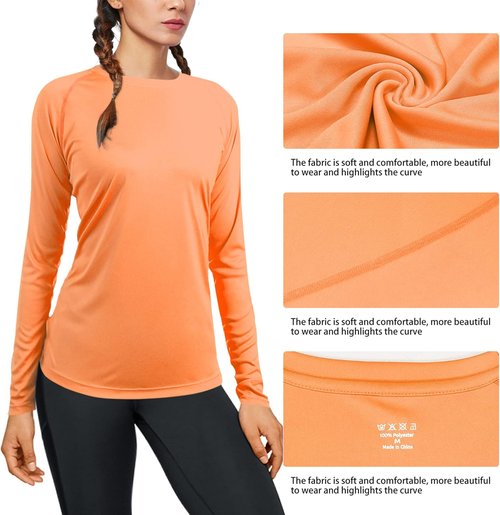 Isnowood Women's Sun Protection Long Sleeve Swim Shirt - UPF 50+ UV Rash Guard for Hiking & Running