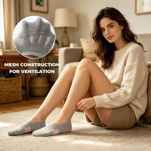 Amutost No Show Socks - Women's Athletic Cushion Ankle Footies | 5-6 Pairs for Ultimate Comfort
