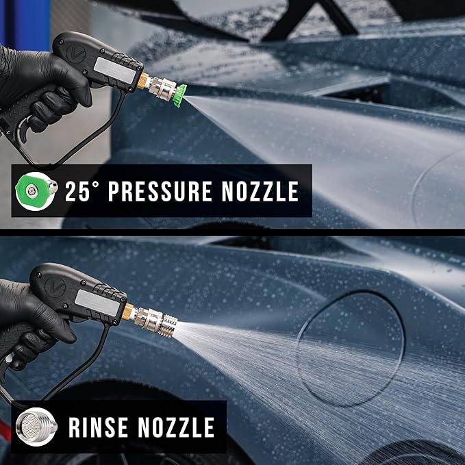 VIKING Premium Swivel Pressure Washer Gun, Short Handle with ¼” Quick Connect for a Gas or Electric Pressure Washer, Includes 3 Adapters and 2 Nozzles for Car Cleaning Kit