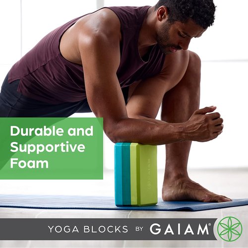 Gaiam Yoga Block - Supportive Latex-Free EVA Foam - Soft Non-Slip Surface for Yoga & Pilates