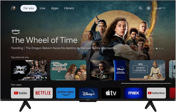 TCL 50-Inch Class S5 4K UHD LED Smart TV with Google TV (50S551G, 2024 Model), Google Assistant Built-in with Voice Remote, Compatible with Alexa, Streaming Television