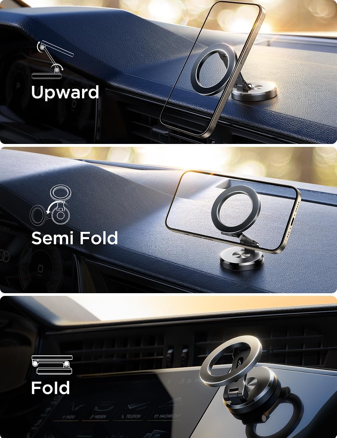 All-Metal MagSafe Car Mount, 360° Rotation Base Magnetic Phone Holder