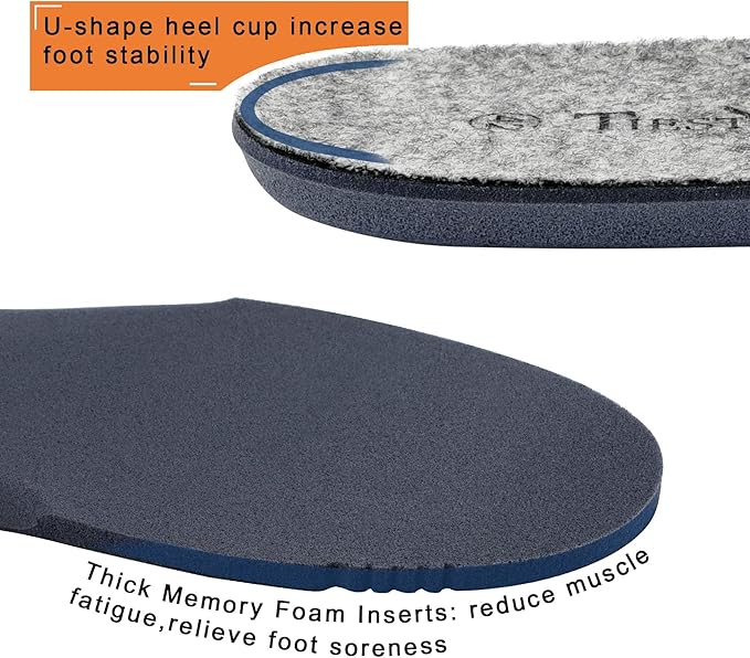 Thick Merino Wool Insoles for Women Fur Fleece Shoes Inserts Memory Foam Cushion Comfort Warm Sheepskin Insoles for Winter Snow Boots Slippers Grey 36EU,US5