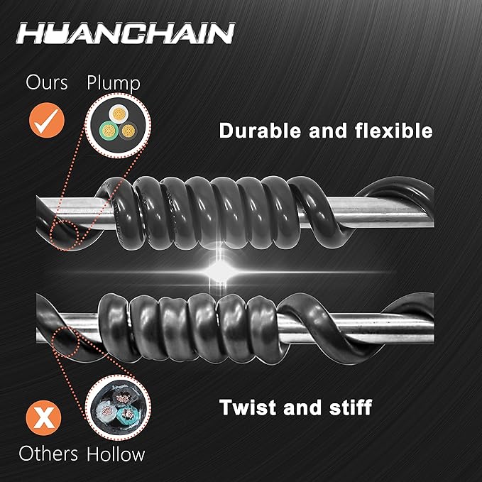 HUANCHAIN 6 FT（2 Pack） 16 Gauge Black Indoor Outdoor Extension Cord Waterproof, Flexible Cold Weather 3 Prong Electric Cord Outside, 13A 1625W 125V 16AWG SJTW, ETL Listed