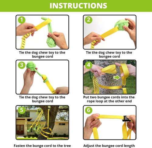 Dog Hanging Bungee Tug Toy - Interactive Tug-of-War for Small to Large Dogs | Durable Retractable Rope with 2 Chew Toys