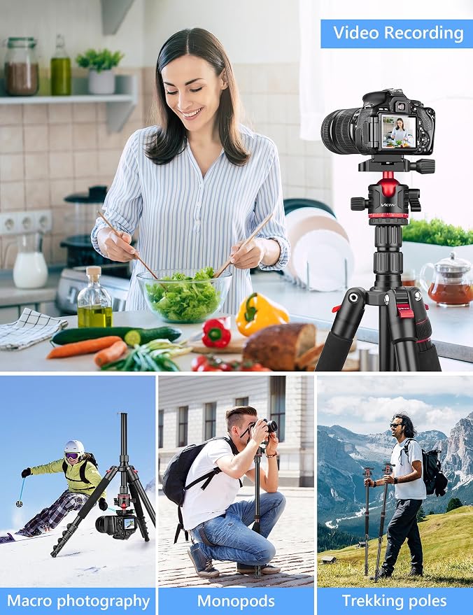 78" Porfessional Tripod for Camera & Phone, Victiv Aluminum Camera Tripod