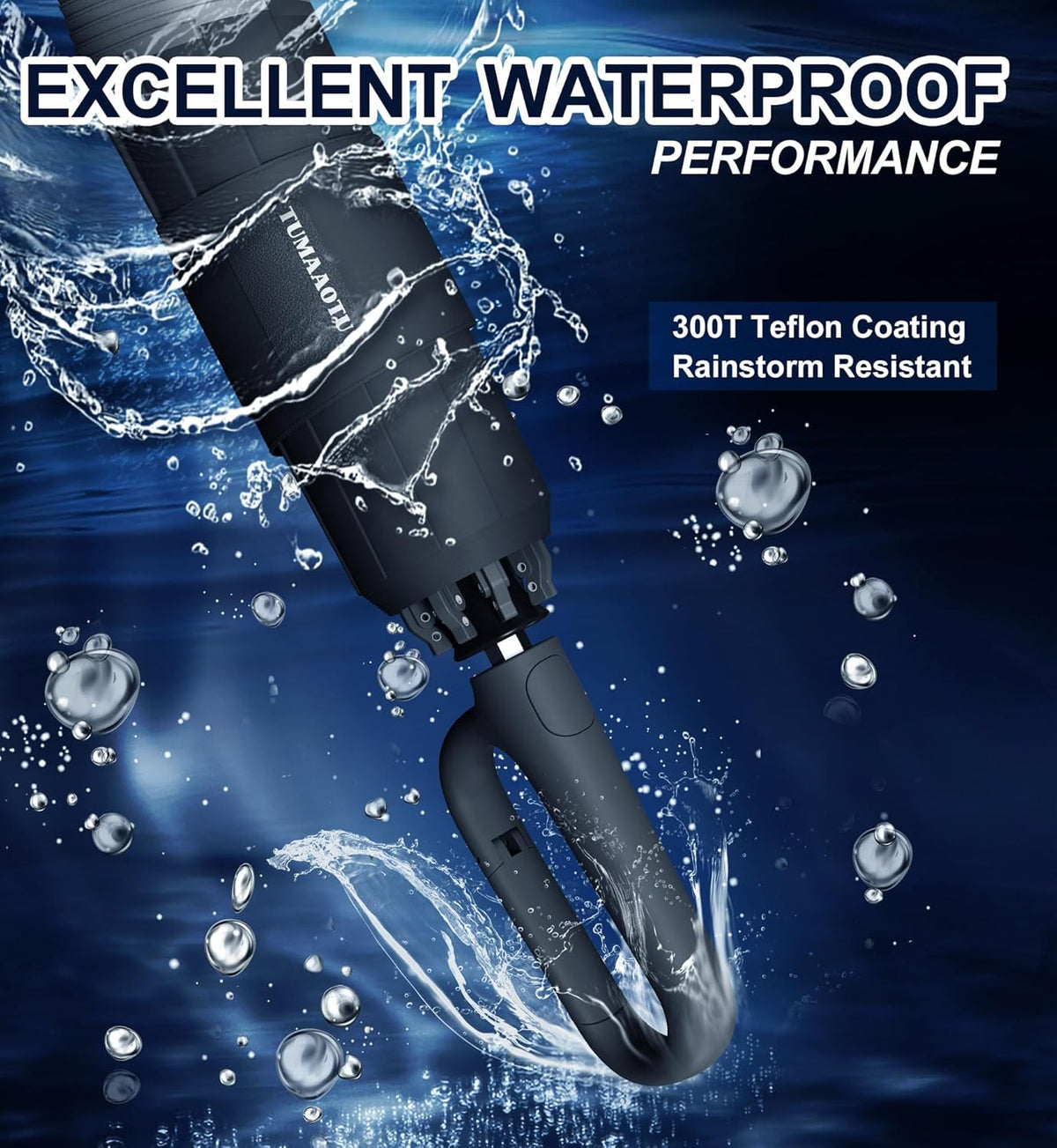 QWB TUMAAOTU Inverted Umbrella - Compact Windproof Design with Carabiner Handle | Portable Reverse Folding Umbrella for Rain and Sun Protection