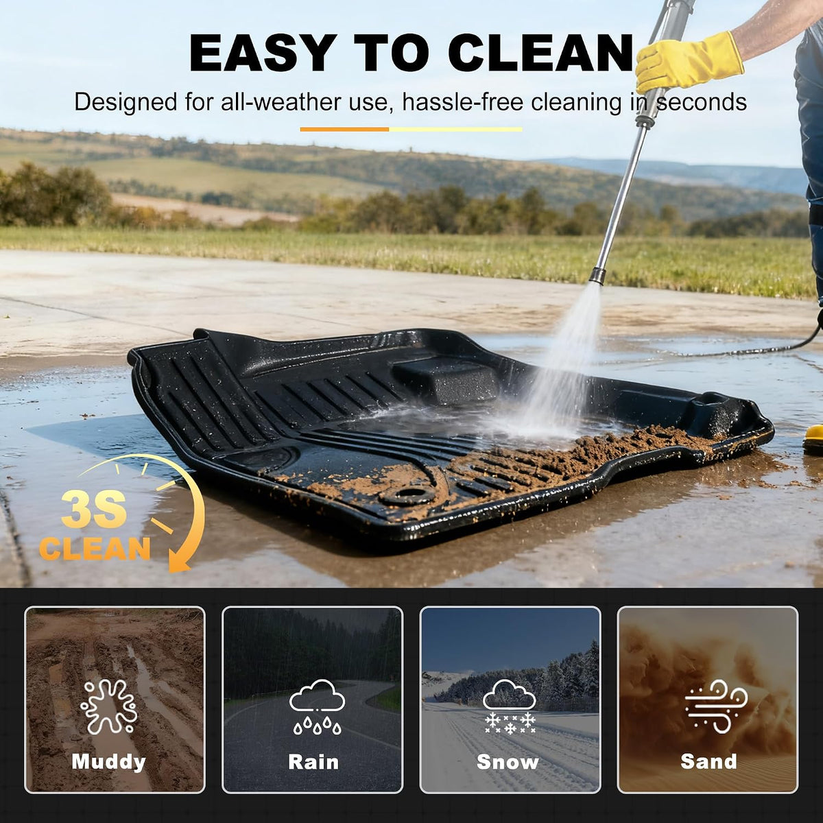 AOMSAZTO Floor Mats for Ford Bronco Sport 2021 2022 2023 2024 2025 2026 | 1st & 2nd Row All Weather Protection Car Floor Liners Waterproof Mats