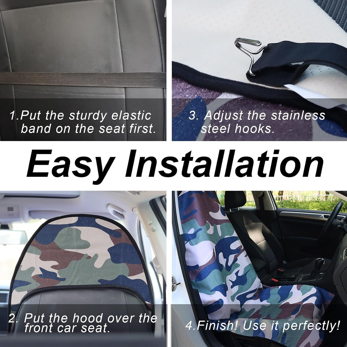 Sweat Towel Car Seat Cover Protector Front Seats for Gym Workout, Running, Swimming, Beach and Hiking, Waterproof Universal Seat Cover for Car, Trucks, Van & SUV (1, Camouflage, Front)