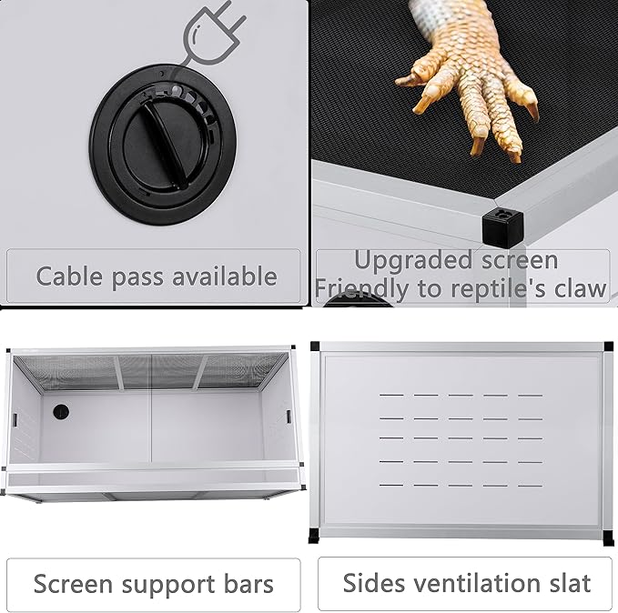 PVC Reptile Enclosure 40x16x16'' Large Reptile Terrarium Habitat Tank for Bearded Dragon Gecko Lizard Snake, 44 Gallon Wide Breeding Lounge Vivarium Area with Sliding Doors Lock