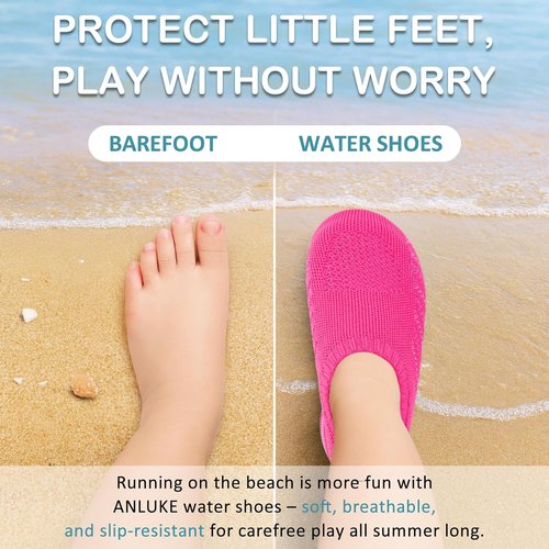 ANLUKE Kids Water Shoes - Quick Dry Aqua Socks for Swimming | Lightweight & Barefoot Comfort