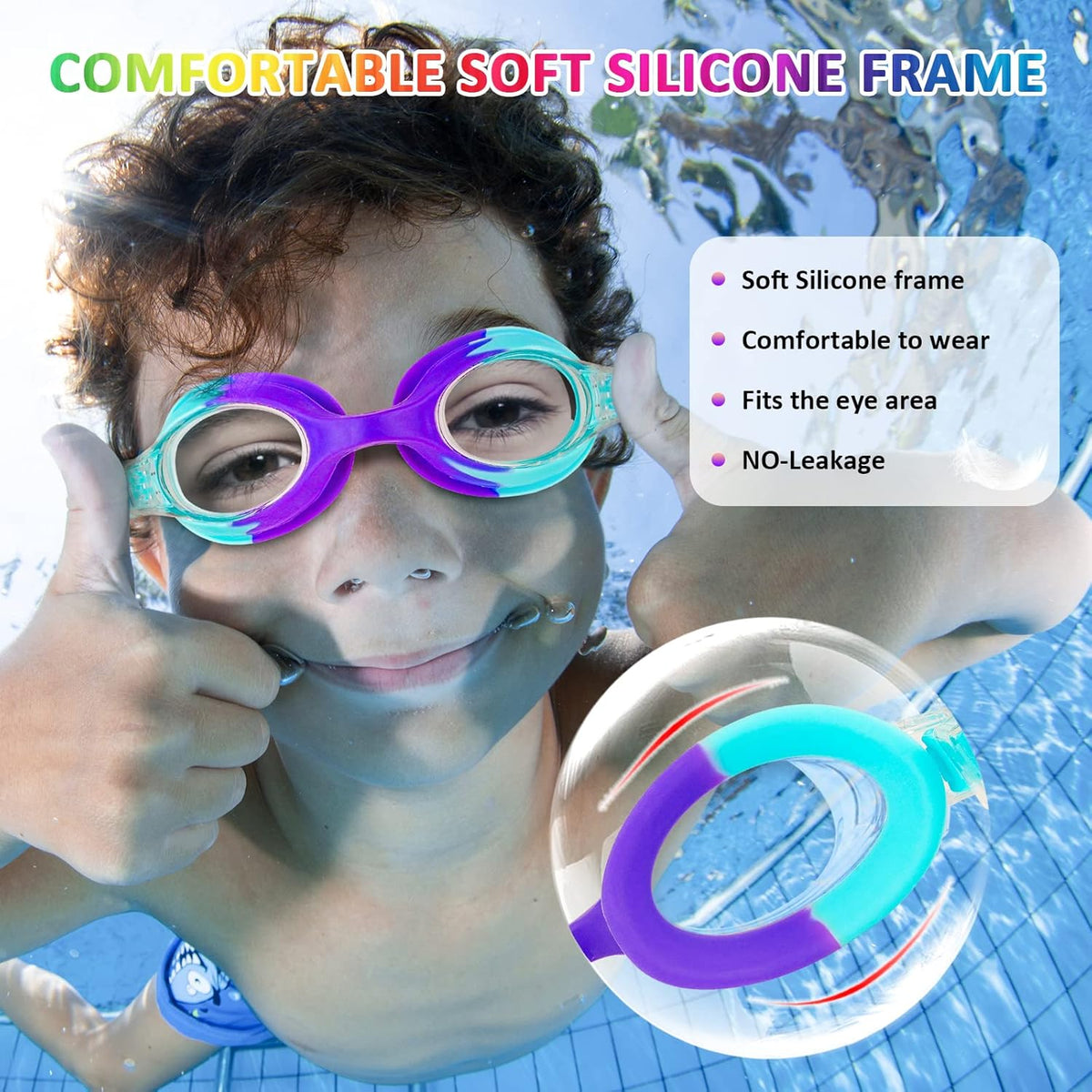 XDX Kids Swim Goggles - Anti-Fog UV Protection for Ages 4-14 | 4-Pack for Boys & Girls