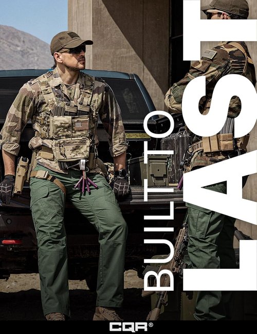 CQR Men's Tactical Pants - Lightweight Water-Resistant Ripstop Cargo for Outdoor Activities