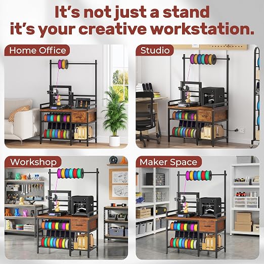 3D Printer Stand with Filament Storage – Tall 66" Heavy Duty Metal 3D Printer