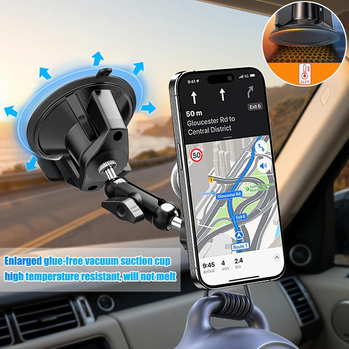 Car Phone Holder for Pop Socket, Suction Cup Car Phone Mount for PopSocket