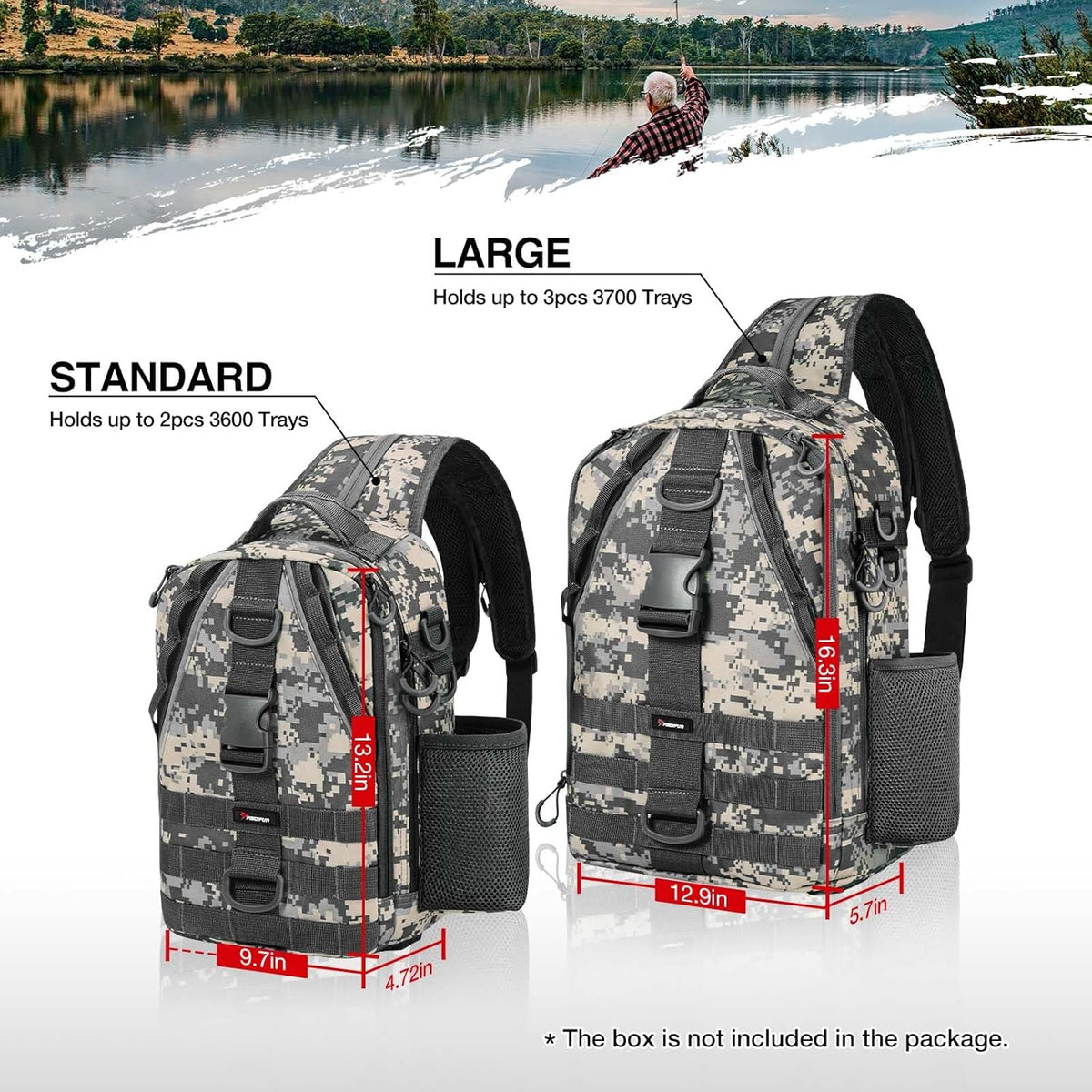 Piscifun Fishing Backpack - Lightweight Sling Bag with Rod Holder for Gear Storage