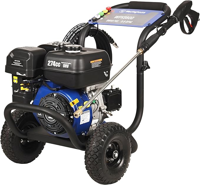 Westinghouse WPX3800 Gas Pressure Washer, 3800 PSI and 3.6 GPM, Onboard Soap Tank, Spray Gun and Wand, 5 Nozzle Set, for Cars/Fences/Driveways/Homes/Patios/Furniture, Black
