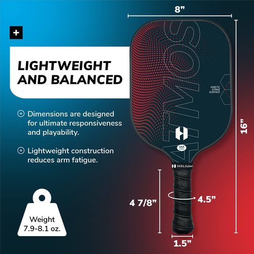 Helium Pro Carbon Fiber Pickleball Paddles - USAPA Certified Pickleball Paddles, High-Spin Texture, Lightweight Honeycomb Core (2 Paddles, 4 Balls, 1 Sports Bag)