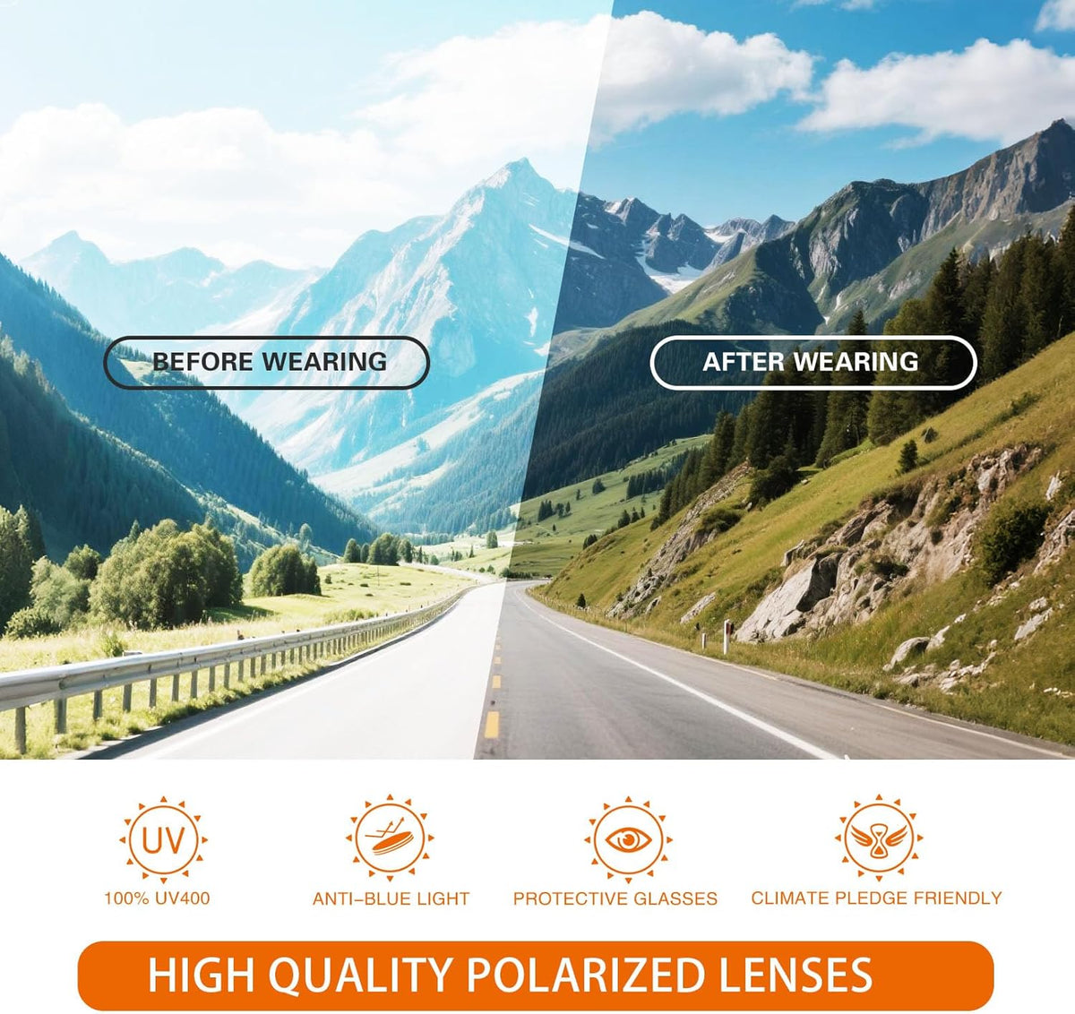 Suoso Polarized Sports Sunglasses - UV400 Protection Wrap-Around Goggles for Men | Ideal for Driving & Fishing