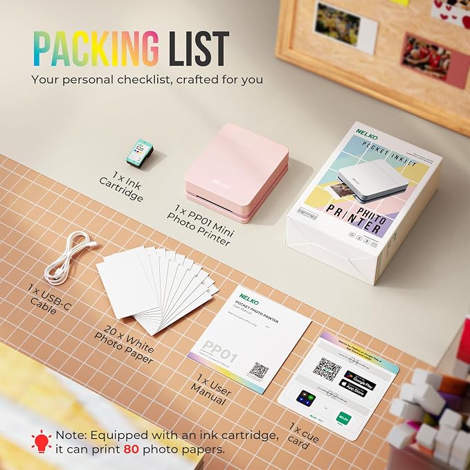 Nelko Photo Printer, 2x3 Portable Wireless Smartphone Printer, PP01 Mini Color