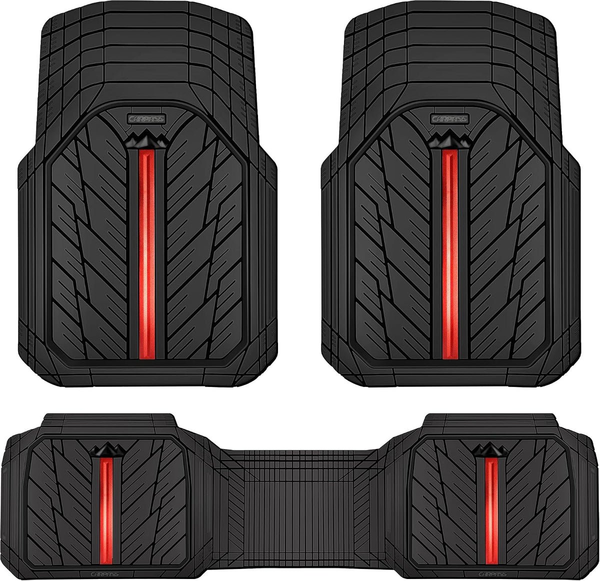 CAR PASS Heavy Rubber Car Floor Mats, Deep Waterproof Car Mats All Weather, Universal Trim-to Fit Automotive Floor Mats for Car SUV Truck Van, Durable Cute Floor Liners for Women Girly (All Pink)