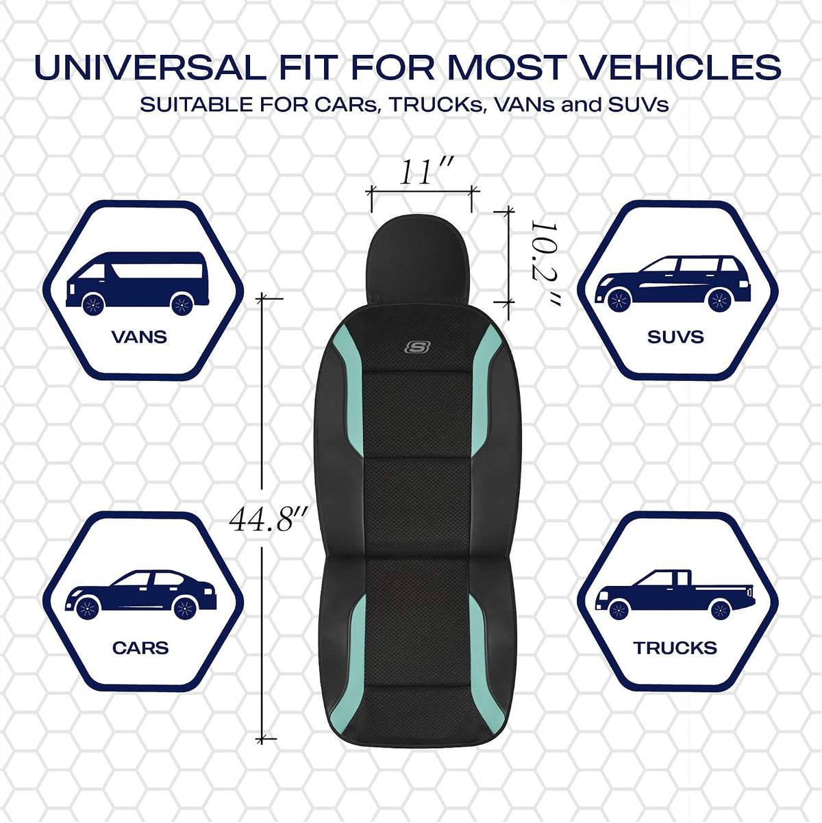 Skechers Memory Foam Car Seat Covers, Air Cool Mesh Thick Seat Covers,Car Seat Covers Front Seats Airbag Compatible, Automotive Comfort Protection for Most Cars,Van,Trucks, SUVs,Green