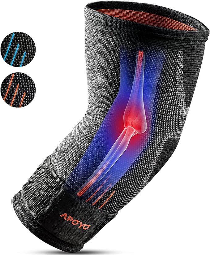 APOYO Elbow Brace for Tendonitis and Tennis Elbow, Compression Sleeve for Arthritis, Workouts, Reduce Joint Pain During Fitness Activity (X-Large)