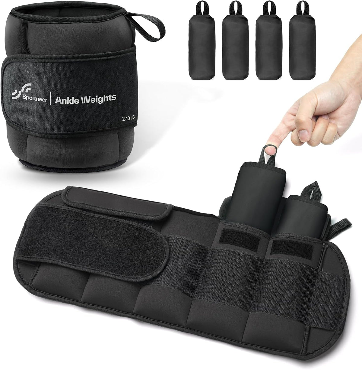 Sportneer Adjustable Ankle Weights - 20lbs/Pair for Yoga, Running, Gym & Physical Therapy