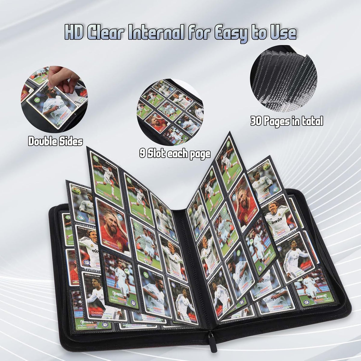 Trading Card Binder - Premium 9 Pocket PU Collection Album | 540 Pocket for MTG, TCG & Sports Cards (Black)