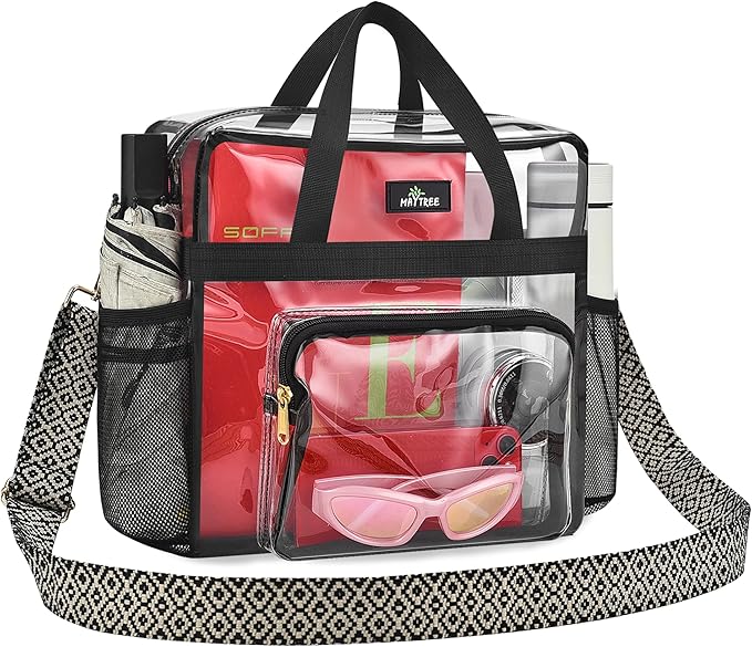 MAY TREE Clear Bag for Stadium Events, 12×6×12 Clear Tote Bag