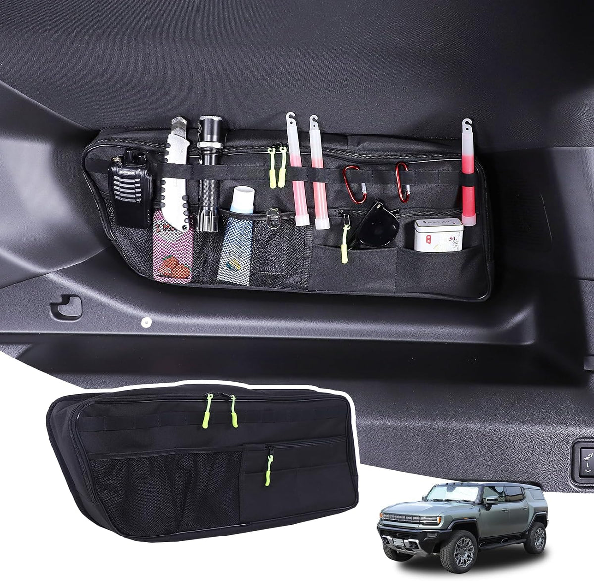 Car Trunk Organizer Storage Cargo for Hummer EV SUV Accessories Large Capacity Stable Foldable Multi-Function Trunk Side Window Luggage Storage Bag Rear Trunk Organizer for 2024 2025 2026 (Right)