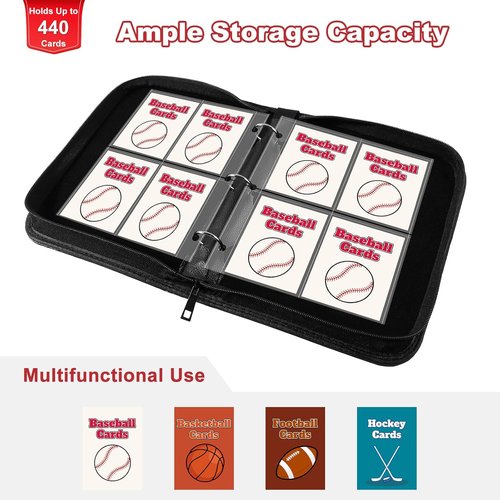 Mlikero Baseball Card Binder - 440 Pocket Premium Trading Card Holder | Sports Pattern Design