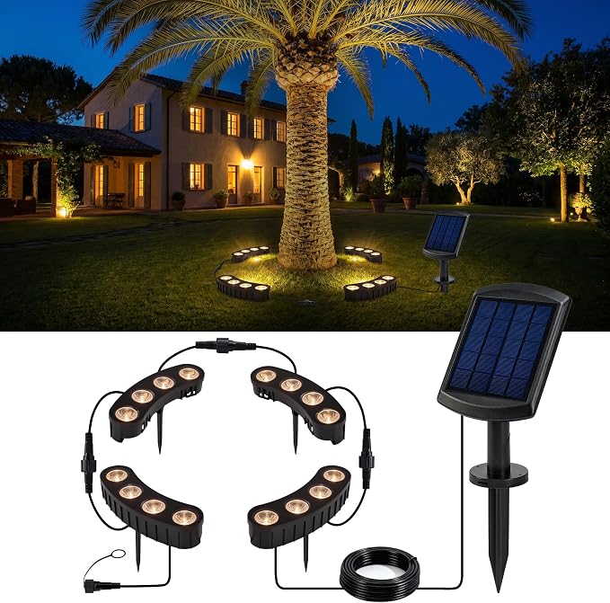 Solar Tree Lights Outdoor, Ring Solar Uplights