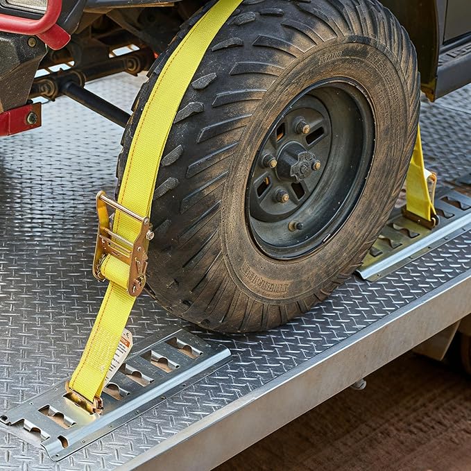 VEVOR E Track Ratchet Straps (30-Pack), 2" x 15'E-Track Straps 4400 LBS Breaking Strength, Polyester Webbing & Spring Fitting & Ratchets, Durable Tie-Downs for Tires Motorcycles Trailers Loads Yellow