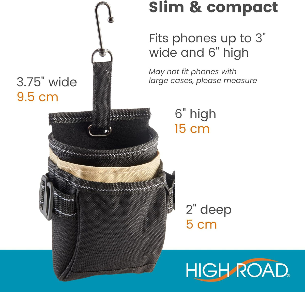 High Road DriverPockets Car Phone Holder Air Vent Pouch and Front Seat Organizer with 3 Pockets, Hanging Hooks and Charging Port