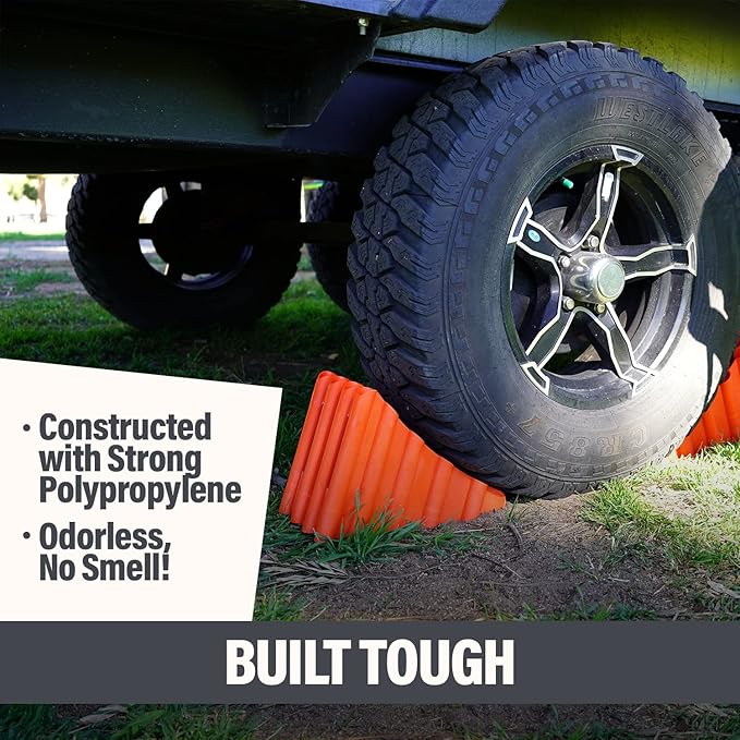 SECURITYMAN Wheel Chocks | Trailer Chocks | Tire Chocks (2 Pack) Durable, Non-Slip, Solid Wheel Chocks for RV Trailer, Travel, Camper, Truck, and Boat