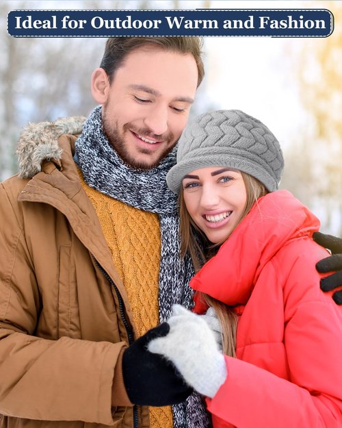 Newcotte Winter Hat for Women Knitted Caps with Visor 2026 Warm Hats for Women Beanies for Winter Cold Weather(Pink, Black, Gray, Light Khaki,4 Pcs)