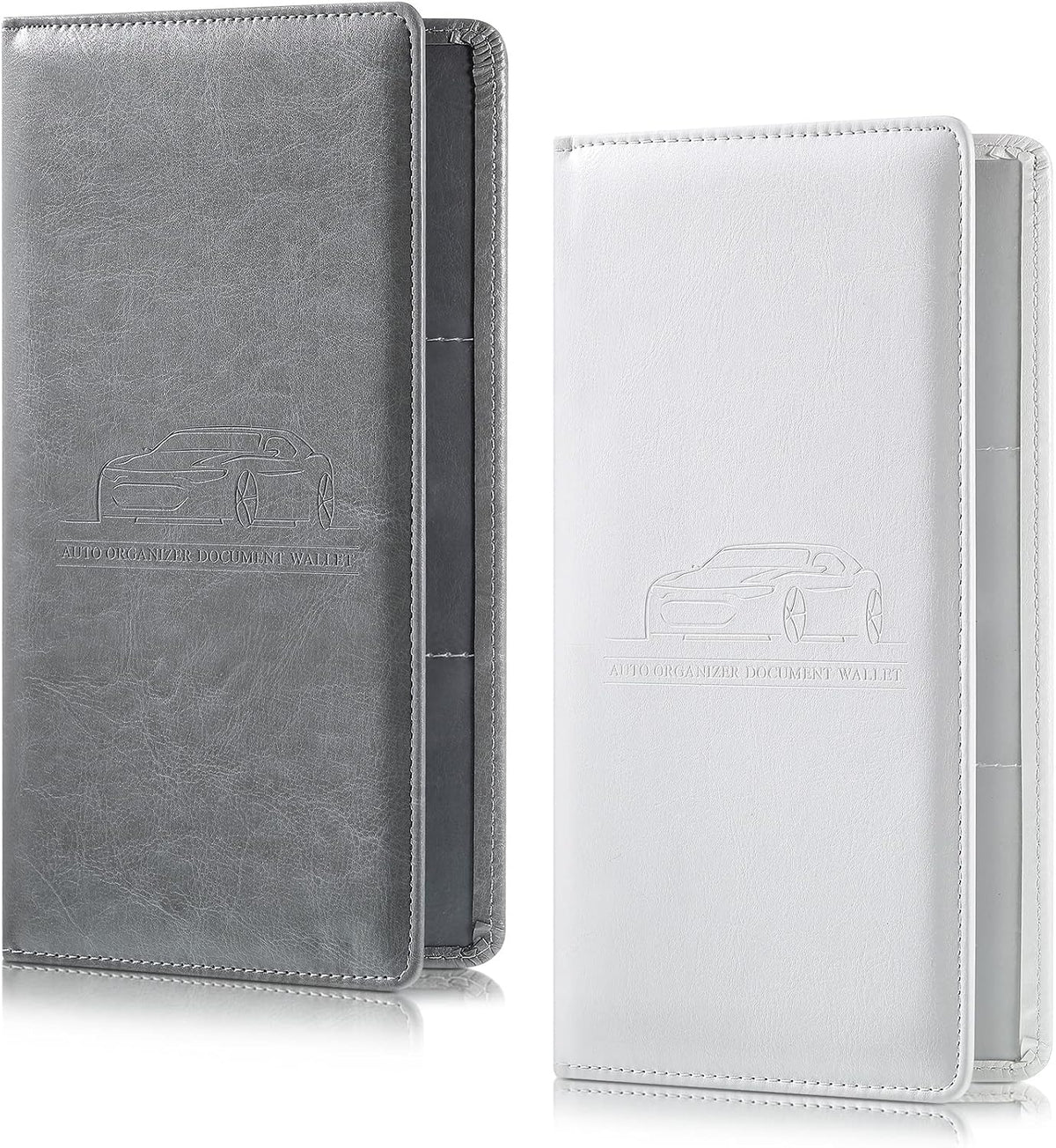 Frienda 2Pcs Car Registration Insurance Card Holder, White, Gray with Logo