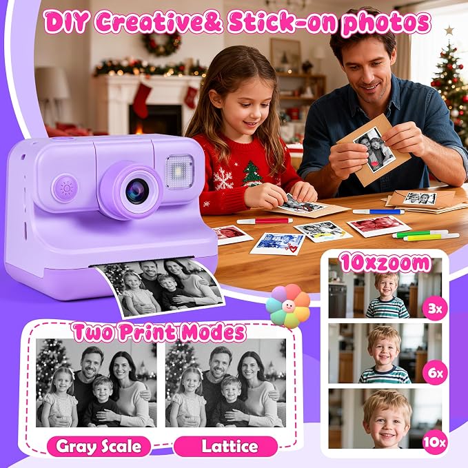 Kids Instant Print Camera with Carrying Bag, 1080P HD Digital Camera