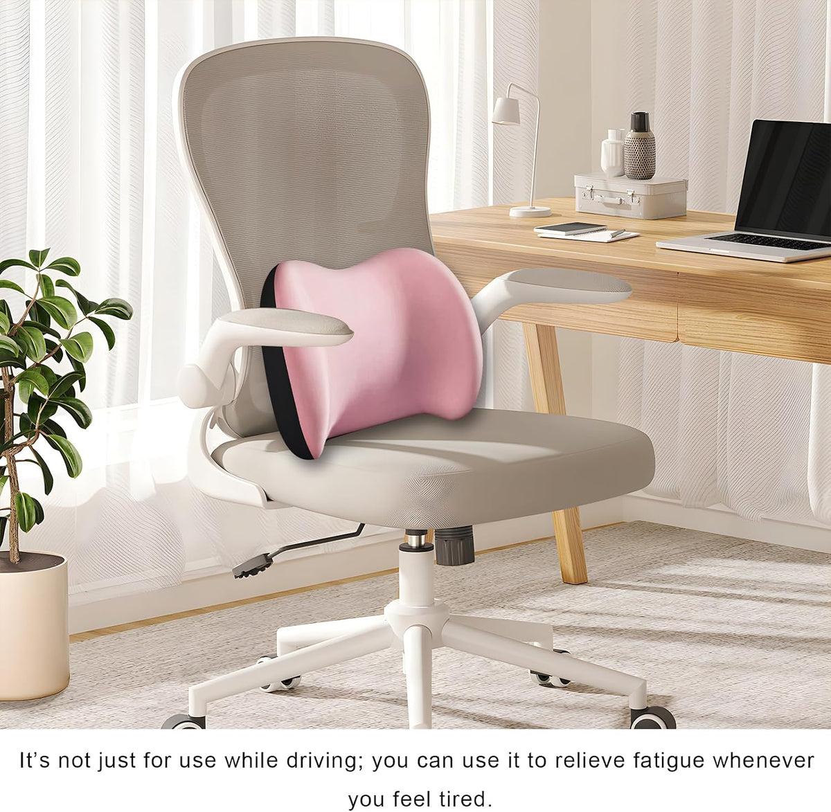 2 PCS Car Headrest & Lumbar Support Cushion, Breathable Memory Foam Auto Neck Lumbar Support Pillow w/Adjusatble Strap, Ergonomic Vehicle Seat Headrest Neck Rest Cushion (Pink)