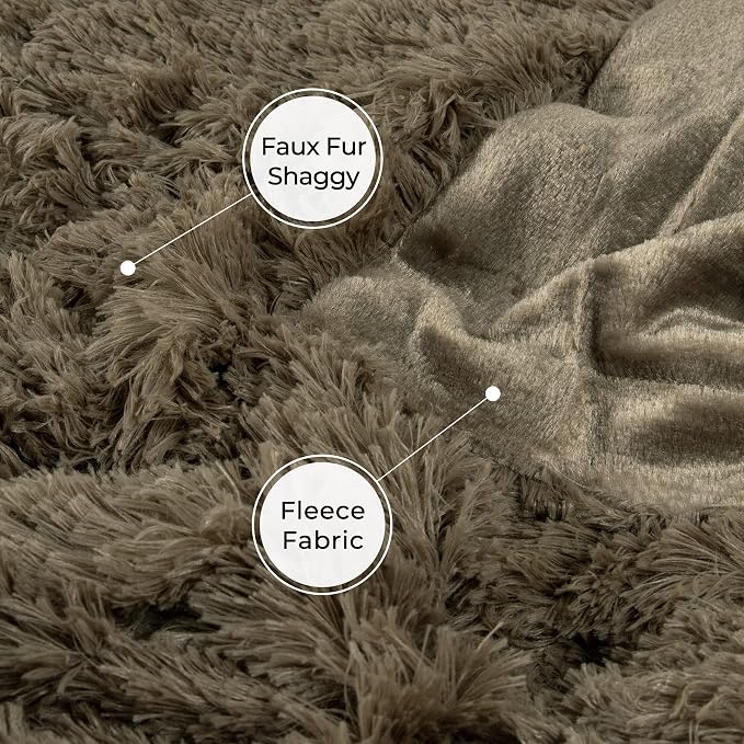Tuddrom Decorative Extra Soft Faux Fur Throw Blanket 70"x78", Solid Reversible