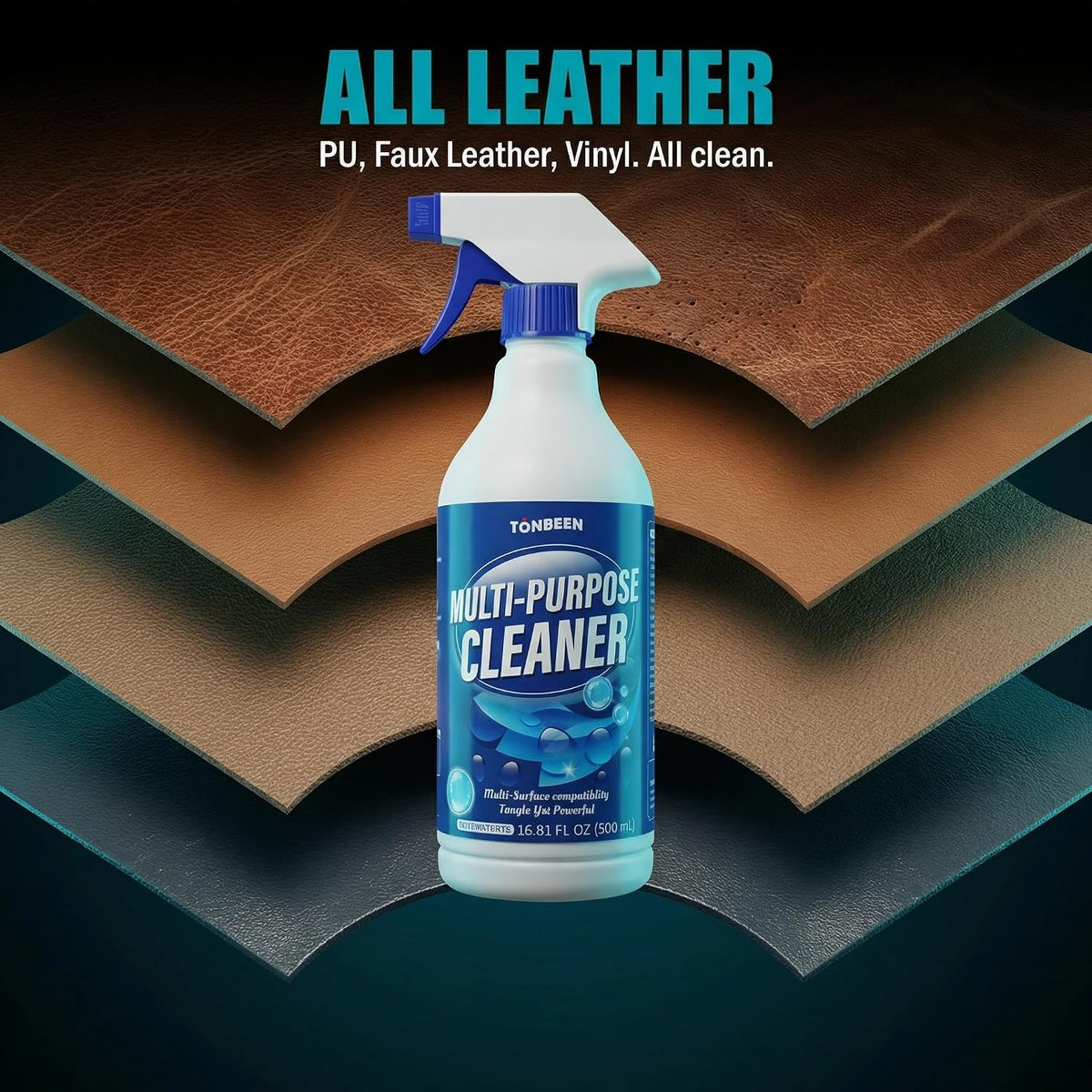 Leather Cleaner and Conditioner for Couches, Car Seats, Bags, Jackets &amp; Furniture | Effective on Fingerprint, Dust, Light Oil &amp; Water Stains | Safe for Most Leather, PU &amp; Faux Leather Surfaces | 500ml
