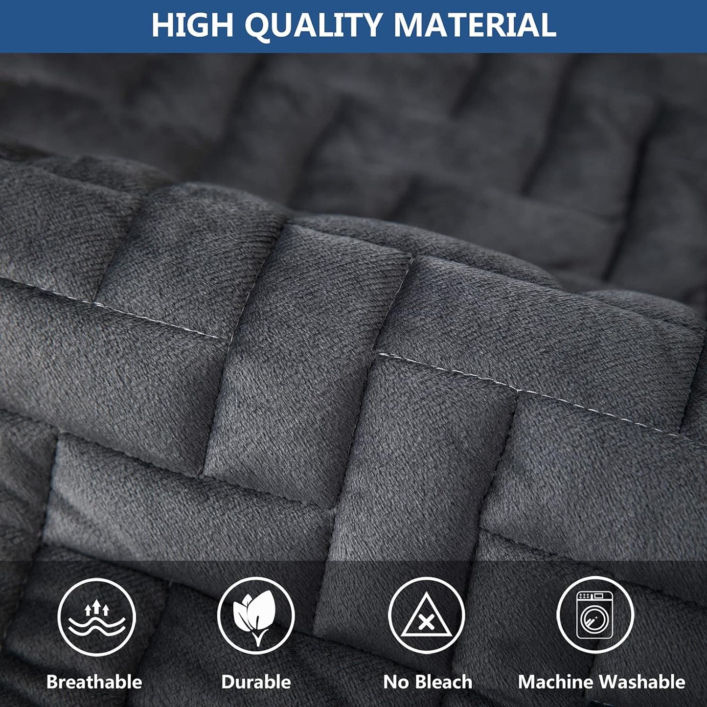 Eismodra Couch Cover,Sectional Couch Covers,Sofa Covers for 3 Cushion Couch,Anti-Slip Sofa Slipcovers for Dogs Cats Kids Loveseat Recliner L Shaped Armrest Backrest,Dark Gray 43''x82''(Only 1 Piece)