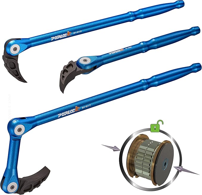 Poplock 3 Piece Indexing Pry Bar Set – Adjustable Automotive Pry Bars 8", 12" with 121 Positions Double Joint 17" | Heavy Duty Trim & Panel Removal Tool for Mechanics
